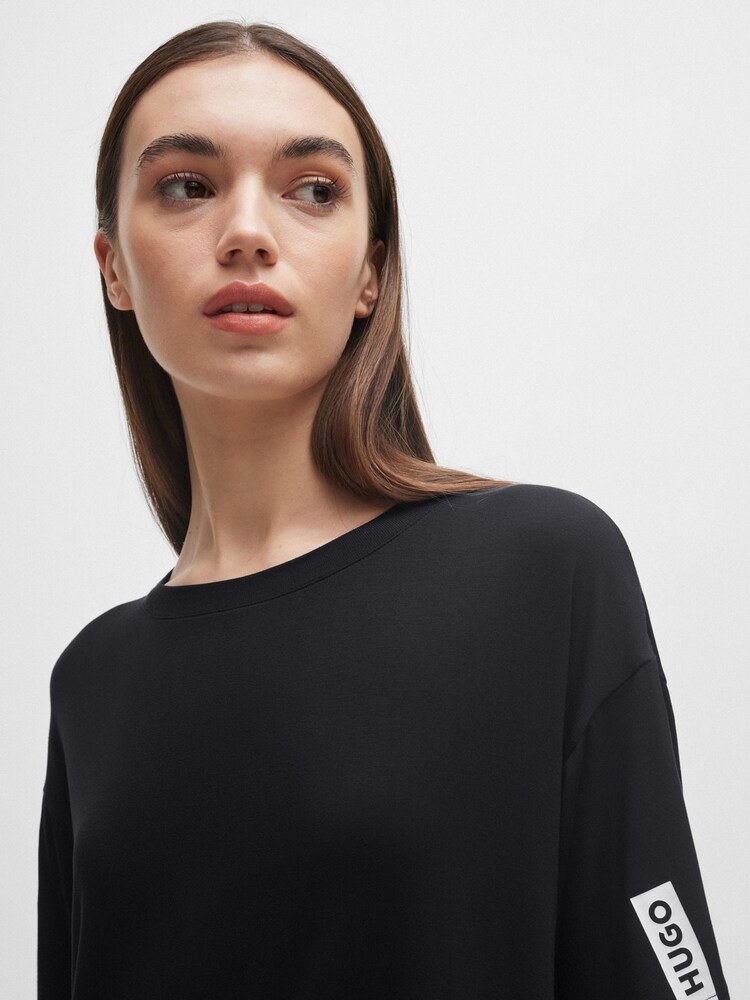 HUGO Black Relaxed Fit Night Dress With Logo Print - Image 2 of 5