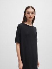HUGO Black Relaxed Fit Night Dress With Logo Print - Image 3 of 5