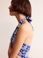 Boden Blue Cross Front Halter Swimsuit - Image 3 of 6