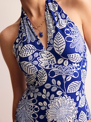 Boden Blue Cross Front Halter Swimsuit - Image 4 of 6