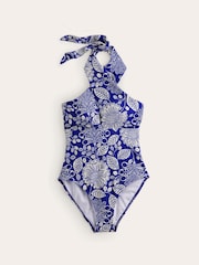 Boden Blue Cross Front Halter Swimsuit - Image 5 of 6