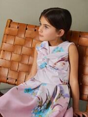 Reiss Pink Marti 4-9 yrs Floral Scuba Twist Fit-and-Flare Dress - Image 3 of 5