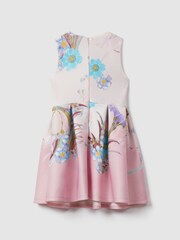 Reiss Pink Marti 4-9 yrs Floral Scuba Twist Fit-and-Flare Dress - Image 4 of 5