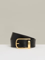 Reiss Black Iyla Leather Half Keeper Belt - Image 1 of 4