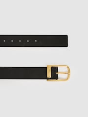 Reiss Black Iyla Leather Half Keeper Belt - Image 3 of 4