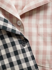 The Set Pink Gingham Check/Black Gingham Check 2 Pack Flannel Long Sleeve Button Through Pyjamas - Image 11 of 11