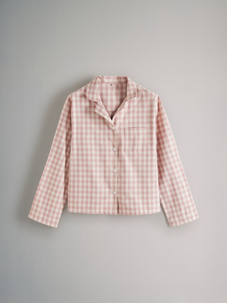 The Set Pink Gingham Check/Black Gingham Check 2 Pack Flannel Long Sleeve Button Through Pyjamas - Image 9 of 11