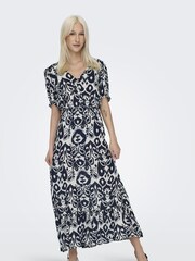 ONLY Blue Graphic Print V-Neck Puff Sleeve Maxi Dress - Image 2 of 7