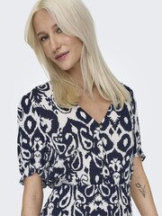 ONLY Blue Graphic Print V-Neck Puff Sleeve Maxi Dress - Image 5 of 7