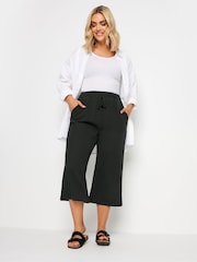 Yours Curve Black Cheesecloth 100% Cotton Culottes - Image 2 of 5