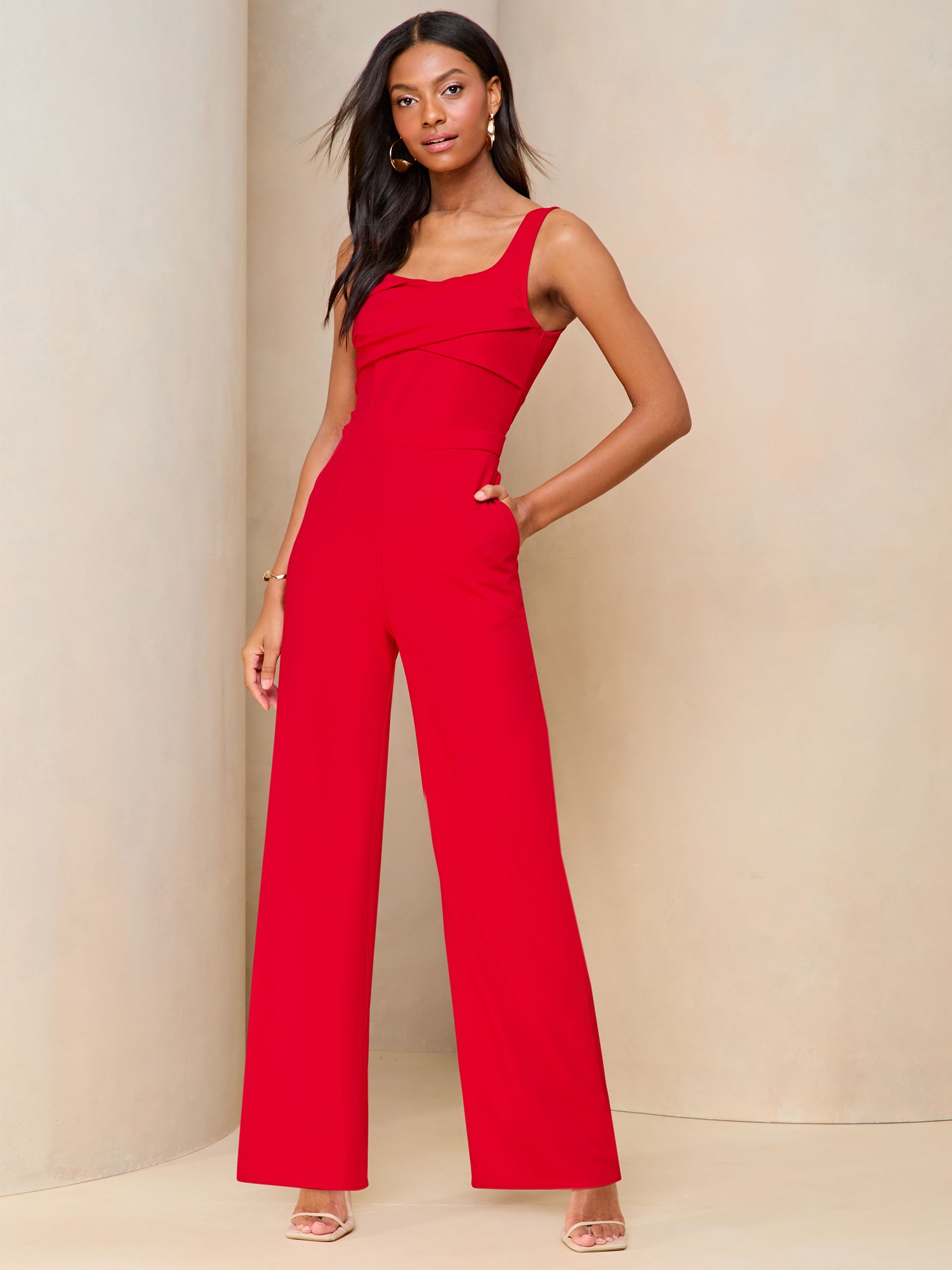 Buy Lipsy Red Twist Front Square Neck Wide Leg Jumpsuit from Next USA