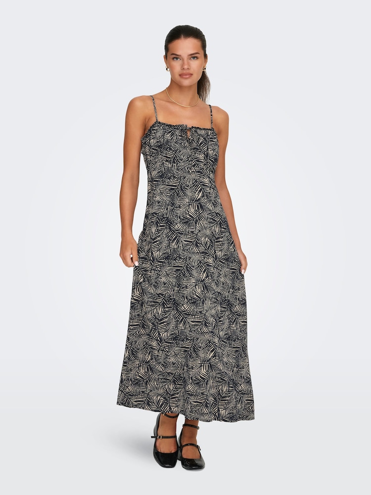 ONLY Palm Print Cami Ruched Midi Dress - Bild 1 von 9 ONLY Palm Print Cami Ruched Midi Dress - Bild 1 von 9
