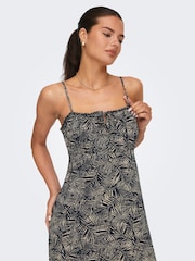ONLY Palm Print Cami Ruched Midi Dress - Bild 3 von 9