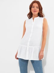 Joe Browns White Basic Sleeveless Frilly 100% Cotton Tunic - Image 2 of 7