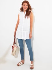 Joe Browns White Basic Sleeveless Frilly 100% Cotton Tunic - Image 4 of 7