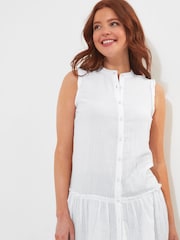 Joe Browns White Basic Sleeveless Frilly 100% Cotton Tunic - Image 5 of 7