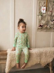 Green/Pink Tree 100% Cotton Christmas Pyjamas (9mths-16yrs) - Image 2 of 7