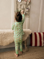 Green/Pink Tree 100% Cotton Christmas Pyjamas (9mths-16yrs) - Image 3 of 7