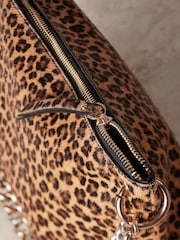 Leopard Leather Oversized Chain Clutch Bag - Image 6 of 9