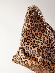 Leopard Leather Oversized Chain Clutch Bag - Image 8 of 9