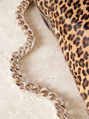 Leopard Leather Oversized Chain Clutch Bag - Image 9 of 9