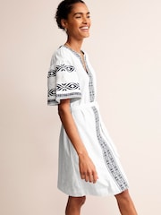 Boden White 100% Cotton Embroidered Jersey Short Dress - Image 1 of 5