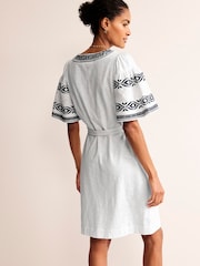 Boden White 100% Cotton Embroidered Jersey Short Dress - Image 3 of 5