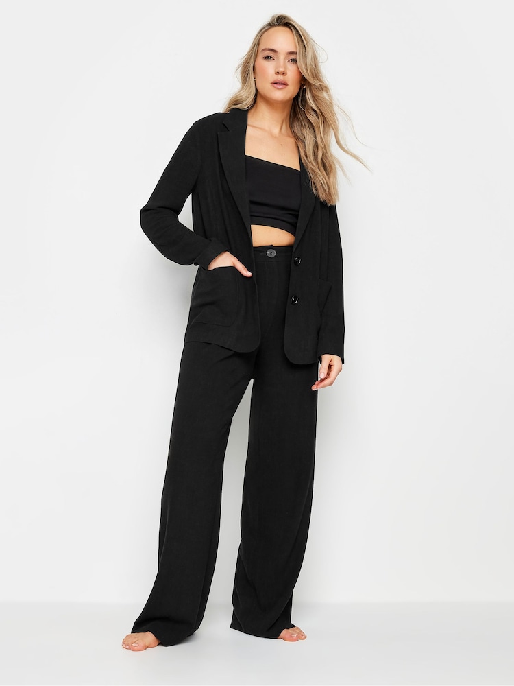 Long Tall Sally Black Linen Wide Leg Trousers - Image 1 of 5