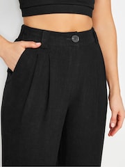 Long Tall Sally Black Linen Wide Leg Trousers - Image 4 of 5