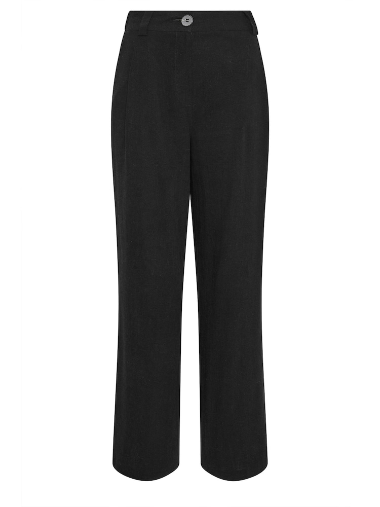 Long Tall Sally Black Linen Wide Leg Trousers - Image 5 of 5