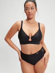 Speedo Black Womens Shaping Triangle Bikini Top with Removable Bra Pads - Image 1 of 6