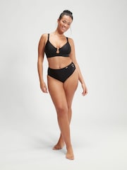 Speedo Black Womens Shaping Triangle Bikini Top with Removable Bra Pads - Image 3 of 6