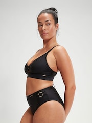 Speedo Black Womens Shaping Triangle Bikini Top with Removable Bra Pads - Image 5 of 6