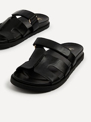 Linzi Black Emmy Gladiator Velcro Strap Flat Sliders - Image 4 of 5