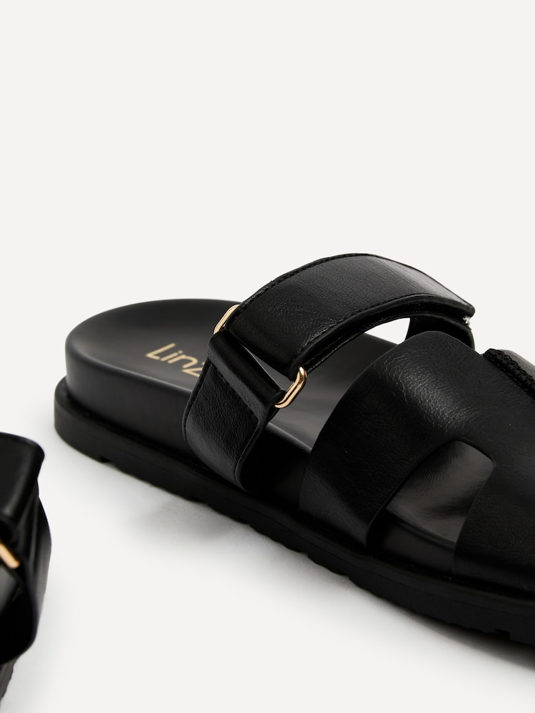 Linzi Black Emmy Gladiator Velcro Strap Flat Sliders - Image 5 of 5