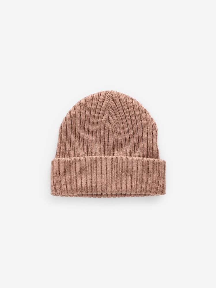 Tan Brown Rib Beanie Hat (1-16yrs) - Image 1 of 2