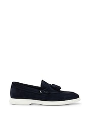 BOSS Blue Suede Slip-On Loafers With Tassel Trim - Image 2 of 5