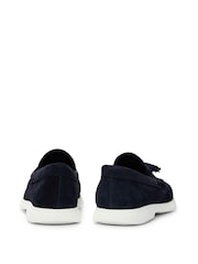BOSS Blue Suede Slip-On Loafers With Tassel Trim - Image 4 of 5