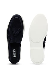 BOSS Blue Suede Slip-On Loafers With Tassel Trim - Image 5 of 5