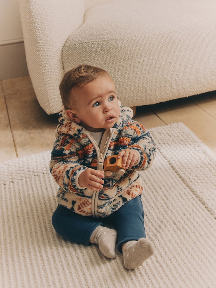 Blue/ Orange Print Baby Cosy Fleece Jacket with 3d Ears (0mths-2yrs) - Image 2 of 10