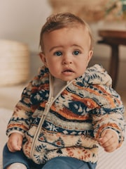 Blue/ Orange Print Baby Cosy Fleece Jacket with 3d Ears (0mths-2yrs) - Image 3 of 10