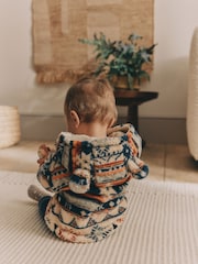 Blue/ Orange Print Baby Cosy Fleece Jacket with 3d Ears (0mths-2yrs) - Image 4 of 10