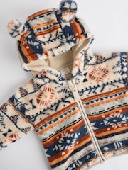 Blue/ Orange Print Baby Cosy Fleece Jacket with 3d Ears (0mths-2yrs) - Image 7 of 10