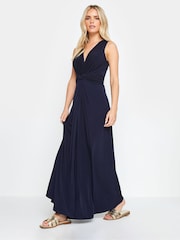 M&Co Navy Blue Petite Knot Front Maxi Dress - Image 1 of 5