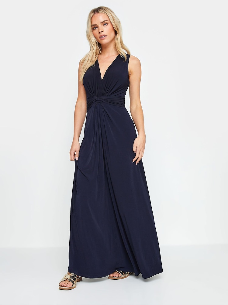 M&Co Navy Blue Petite Knot Front Maxi Dress - Image 2 of 5