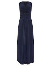M&Co Navy Blue Petite Knot Front Maxi Dress - Image 5 of 5