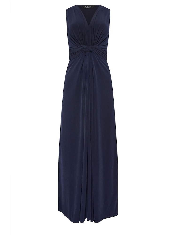 M&Co Navy Blue Petite Knot Front Maxi Dress - Image 5 of 5