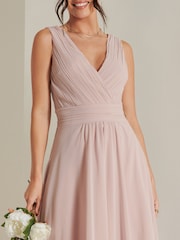 Jolie Moi Dusky Pink Pleated Bodice Chiffon Maxi Dress - Image 6 of 6