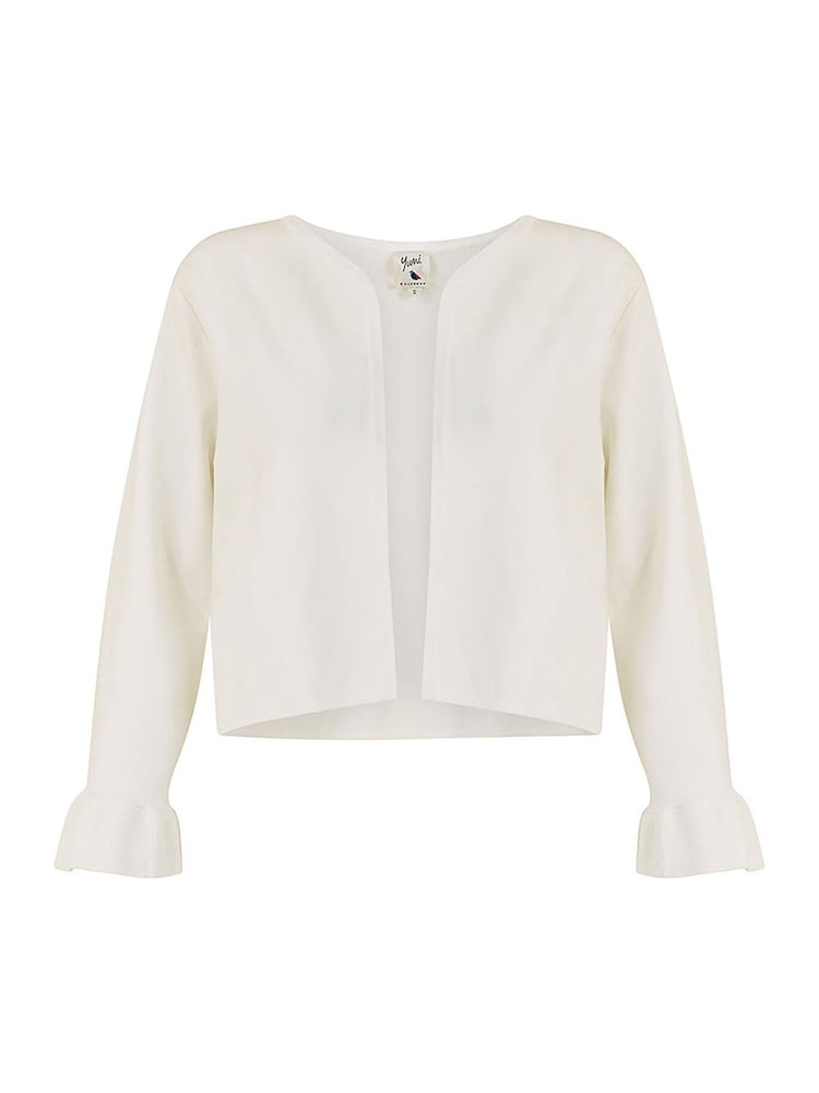 Yumi White Cropped Cardigan With Bell Sleeves - Image 4 of 4