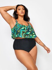 Yours Curve Black Abstract Print Bikini Top - Image 1 of 6